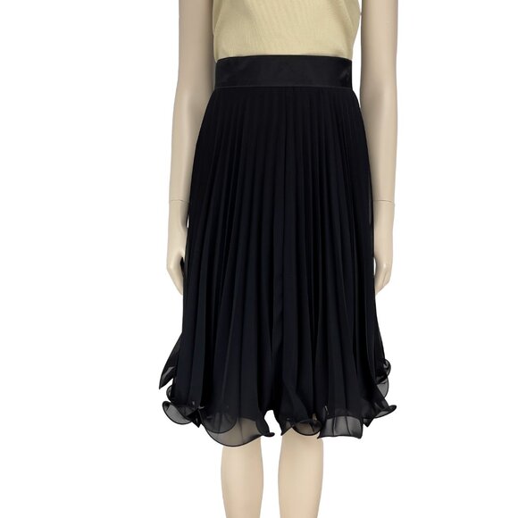 VERA MONT Luxury Designer Frill Crinoline Pleated Black Skirt Waist 26.5 in - Picture 2 of 12